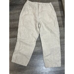 Lands End 100% Linen Beige Pants Women's Size 10‎